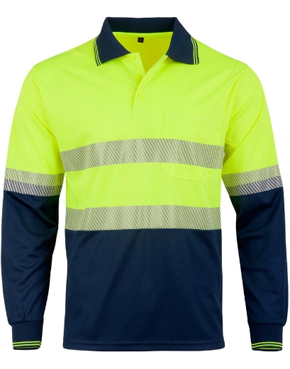 Picture of Winning Spirit Unisex Hi Vis Cooldry Segmented Long Sleeve Polo Shirt